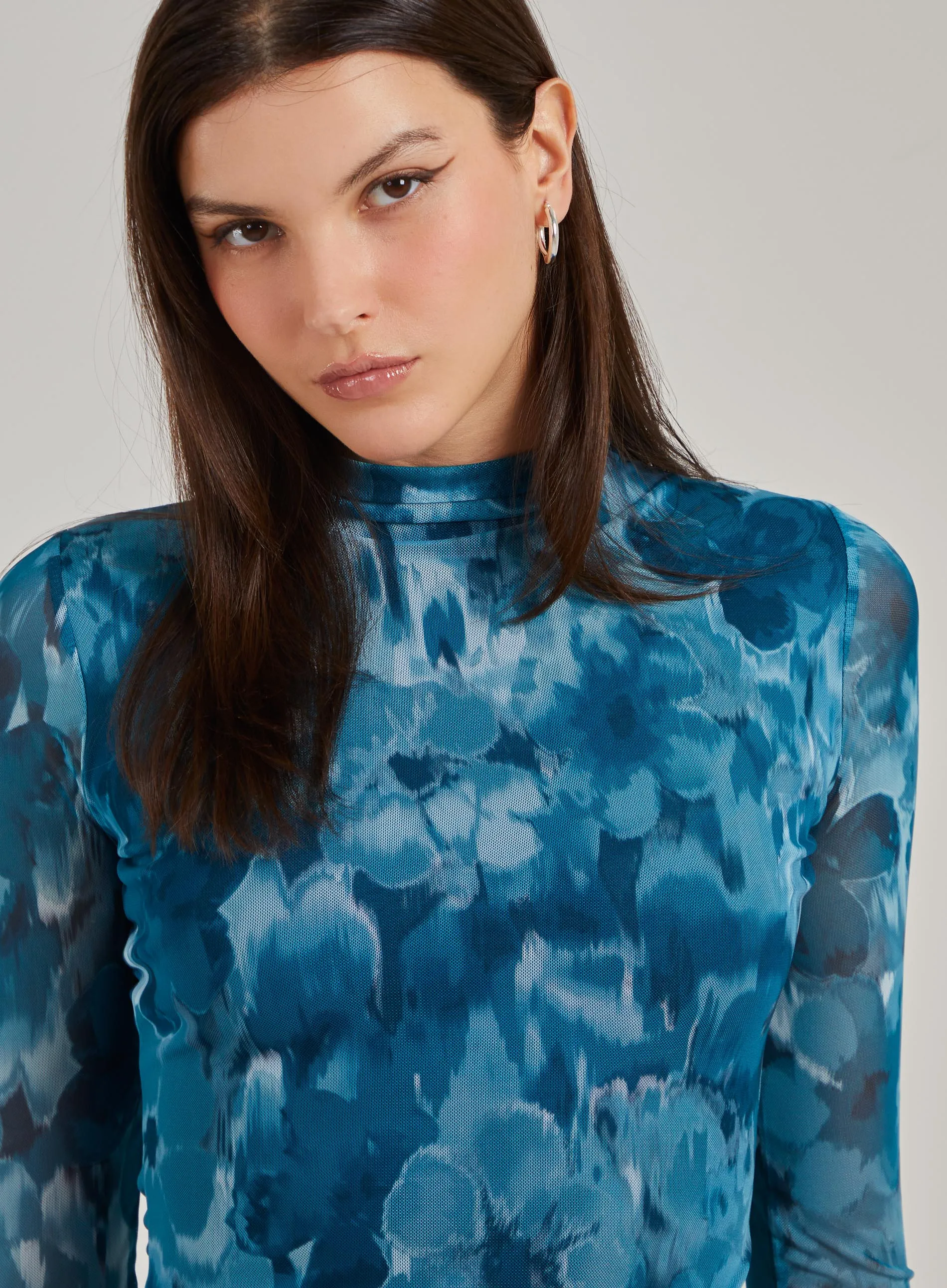 Graphic Floral High Neck Bodysuit