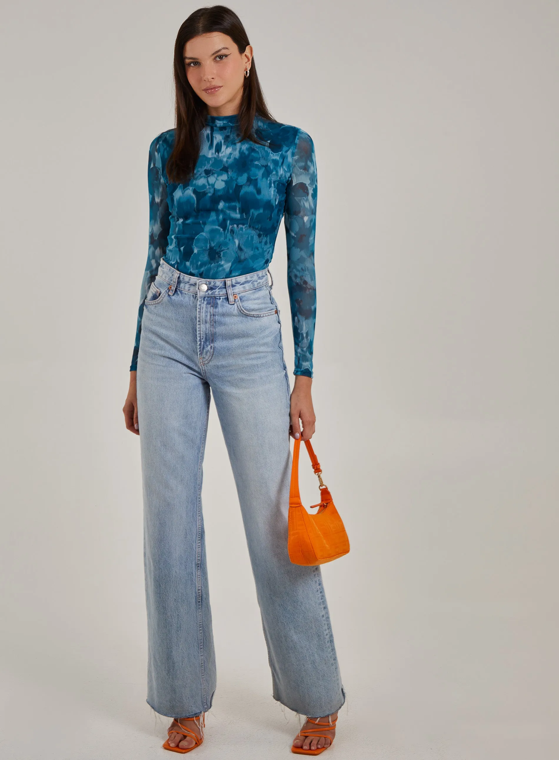Graphic Floral High Neck Bodysuit