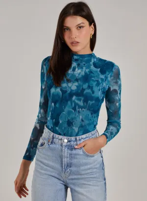 Graphic Floral High Neck Bodysuit