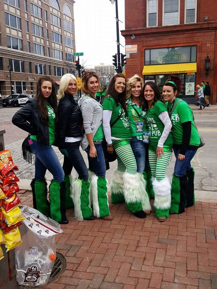 Green & White Faux Fur Leg Warmers - Game Day Booties