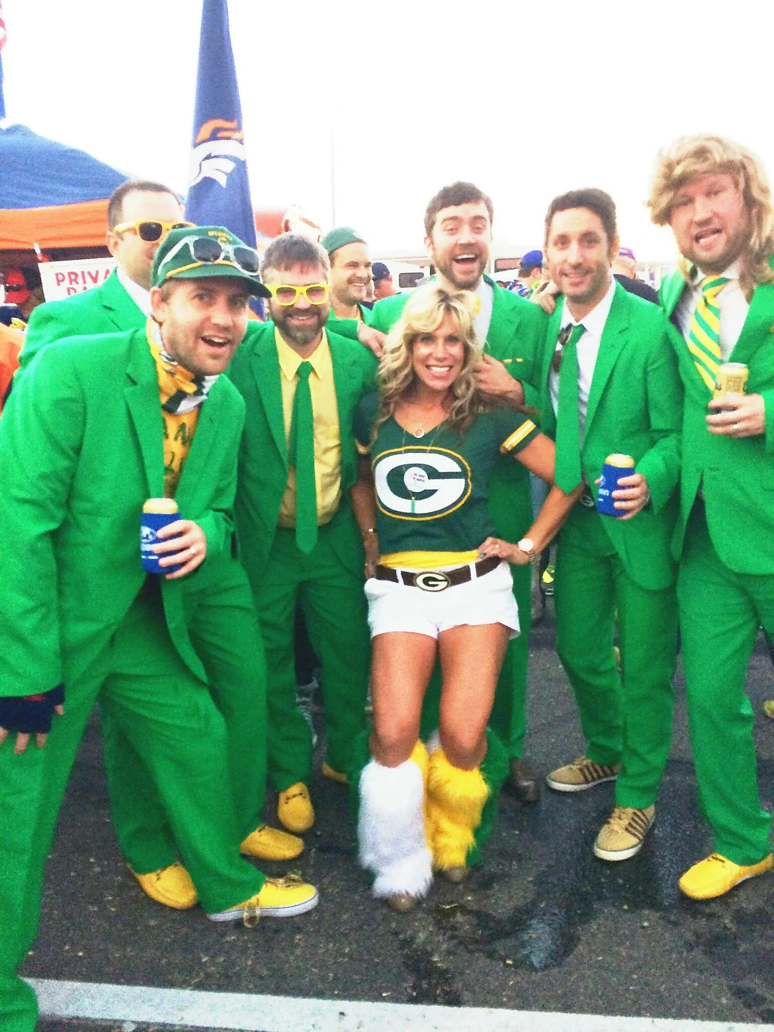 Green & White Faux Fur Leg Warmers - Game Day Booties