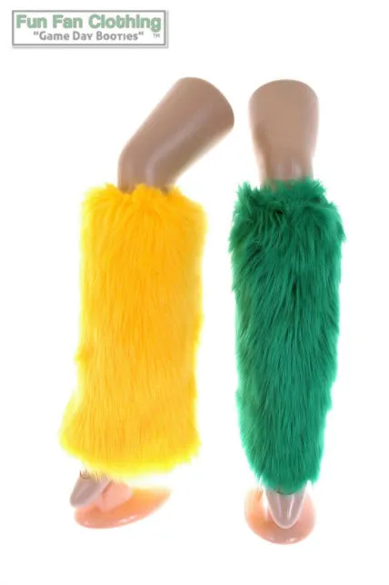 Green & Yellow Faux Fur Leg Warmers - Game Day Booties