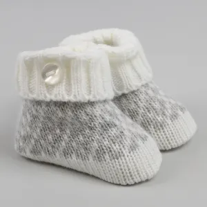 Grey Baby knitted Booties Newborn to 6 months