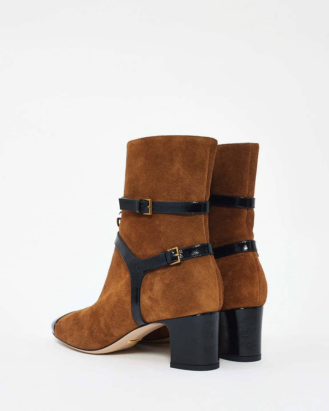Gucci Tobacco Brown Suede Geraldine Ankle Boots - 40