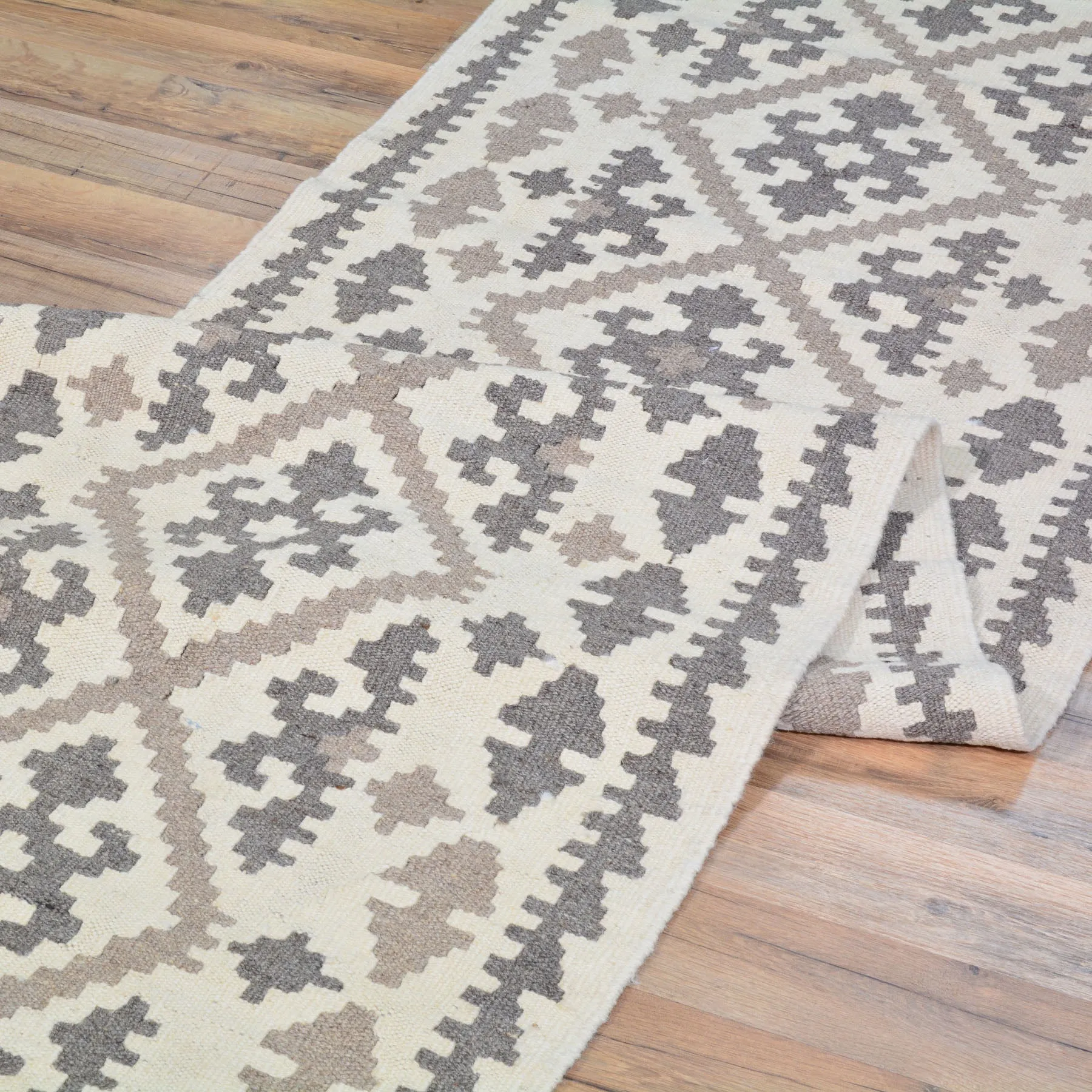 Hand-Woven Flatweave Geometric Design Kilim Handmade Wool (Size 2.6 X 9.5) Cwral-9564