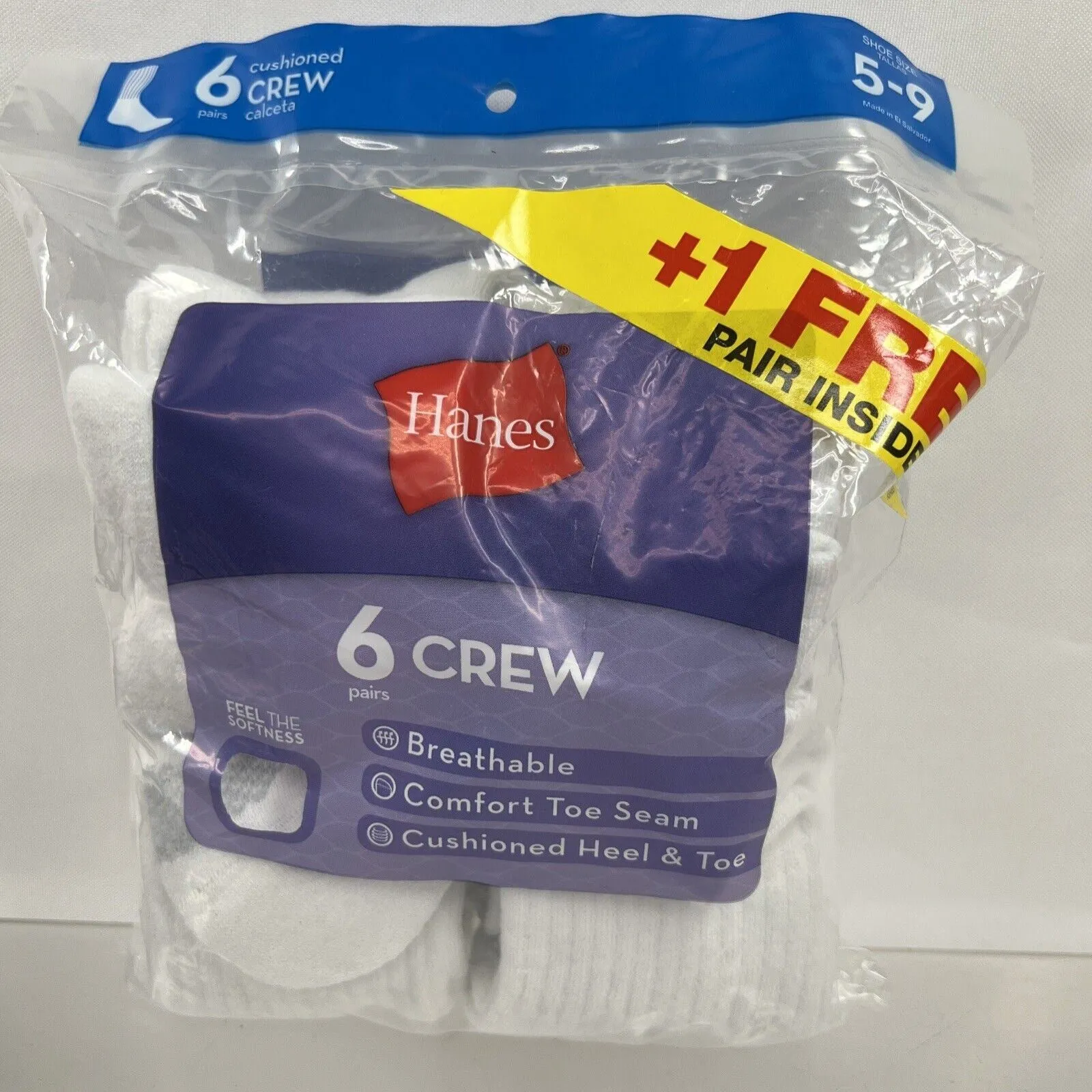 Hanes Women's Crew Cushioned Heel & Toe Socks 5-9 Breathable 7 Pair COMBINE SHIP