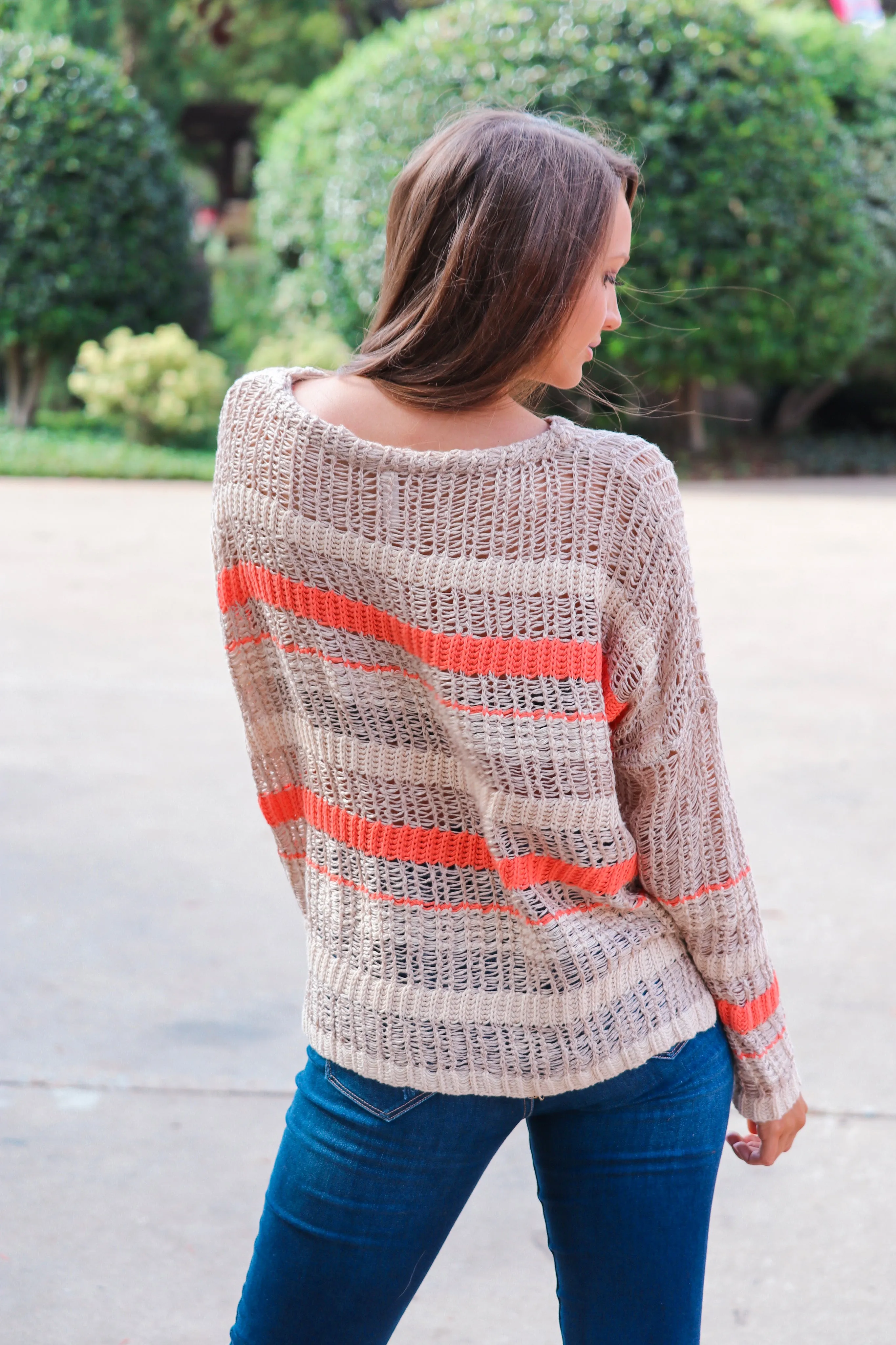 Harlowe Taupe Striped Sweater