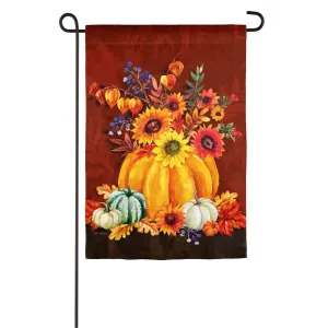 Harvest Floral Pumpkin Bouquet Garden Textured Suede Flag,14es9374
