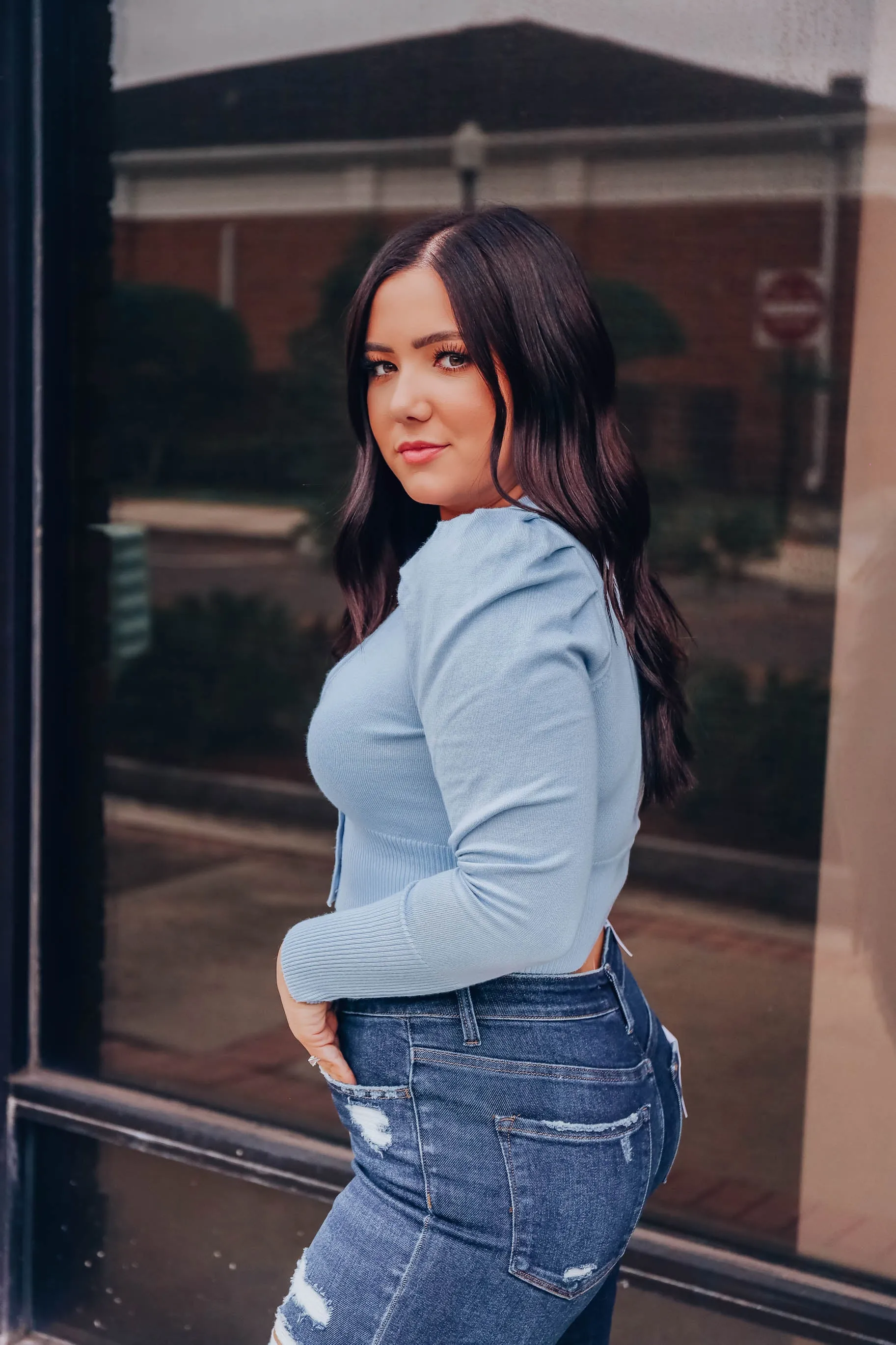 Hello Spring V-Neck Cardigan - Lt Blue