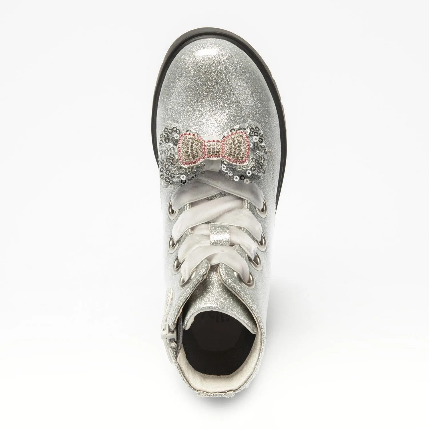 HF3736 Silver Glitter Bow Boot By Lelli Kelly