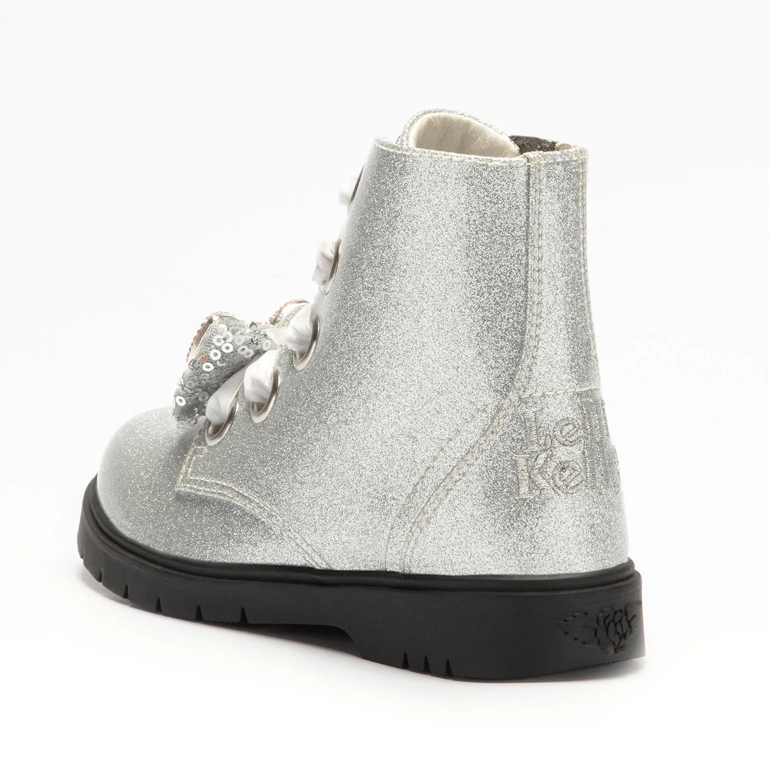 HF3736 Silver Glitter Bow Boot By Lelli Kelly
