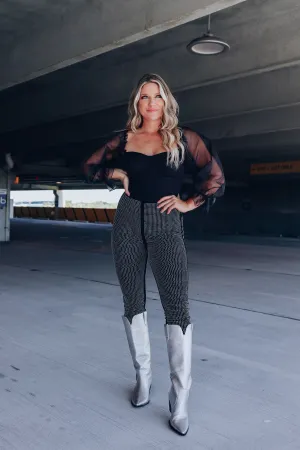 High Roller Rhinestone Leggings - Silver