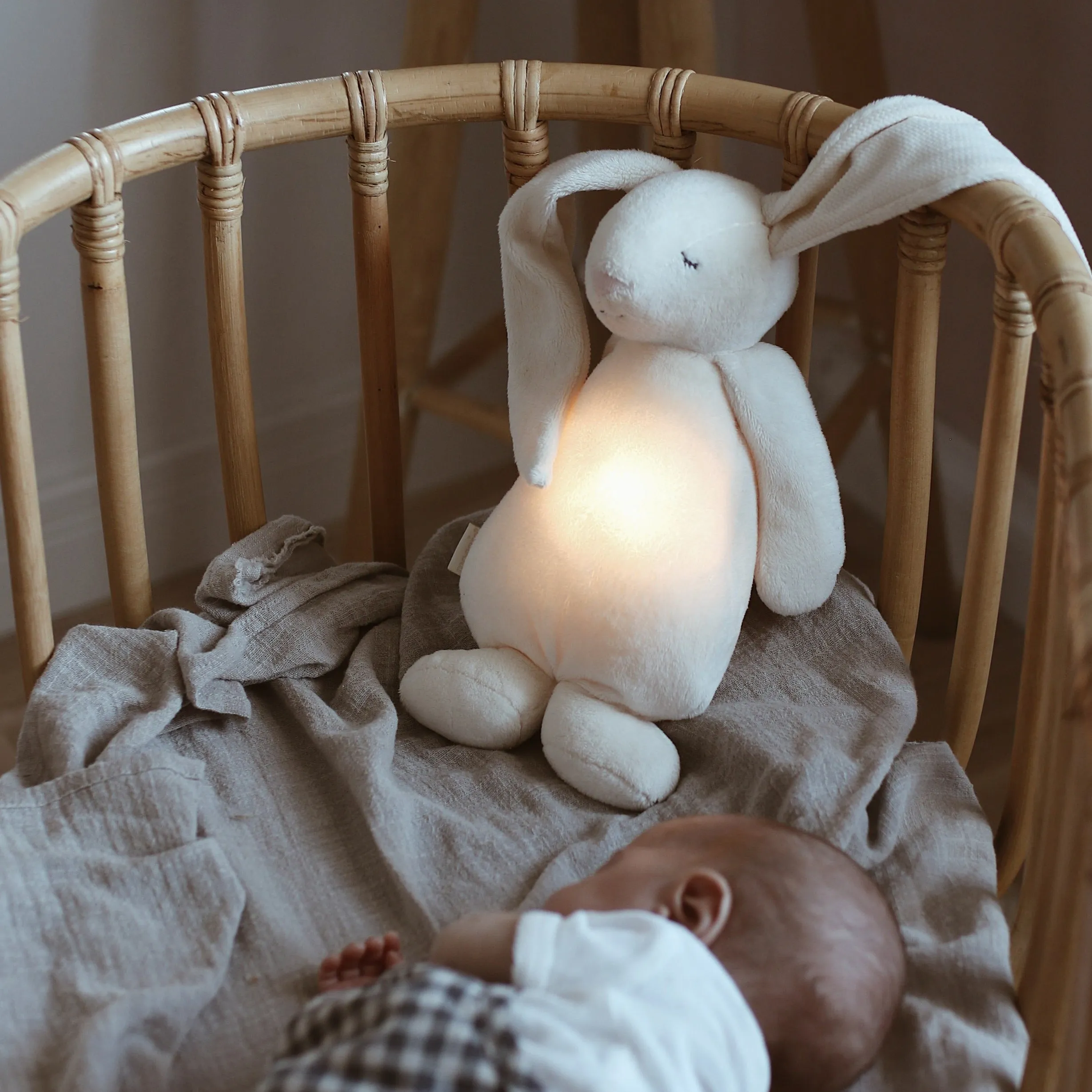 Humming Bunny Cuddly Toy with Night Light (Cream)
