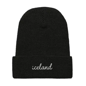 Iceland Script Waffle Knit Beanie