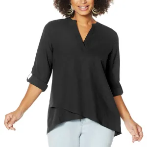 IMAN Women's Global Chic Asymmetric Y-Neck Top