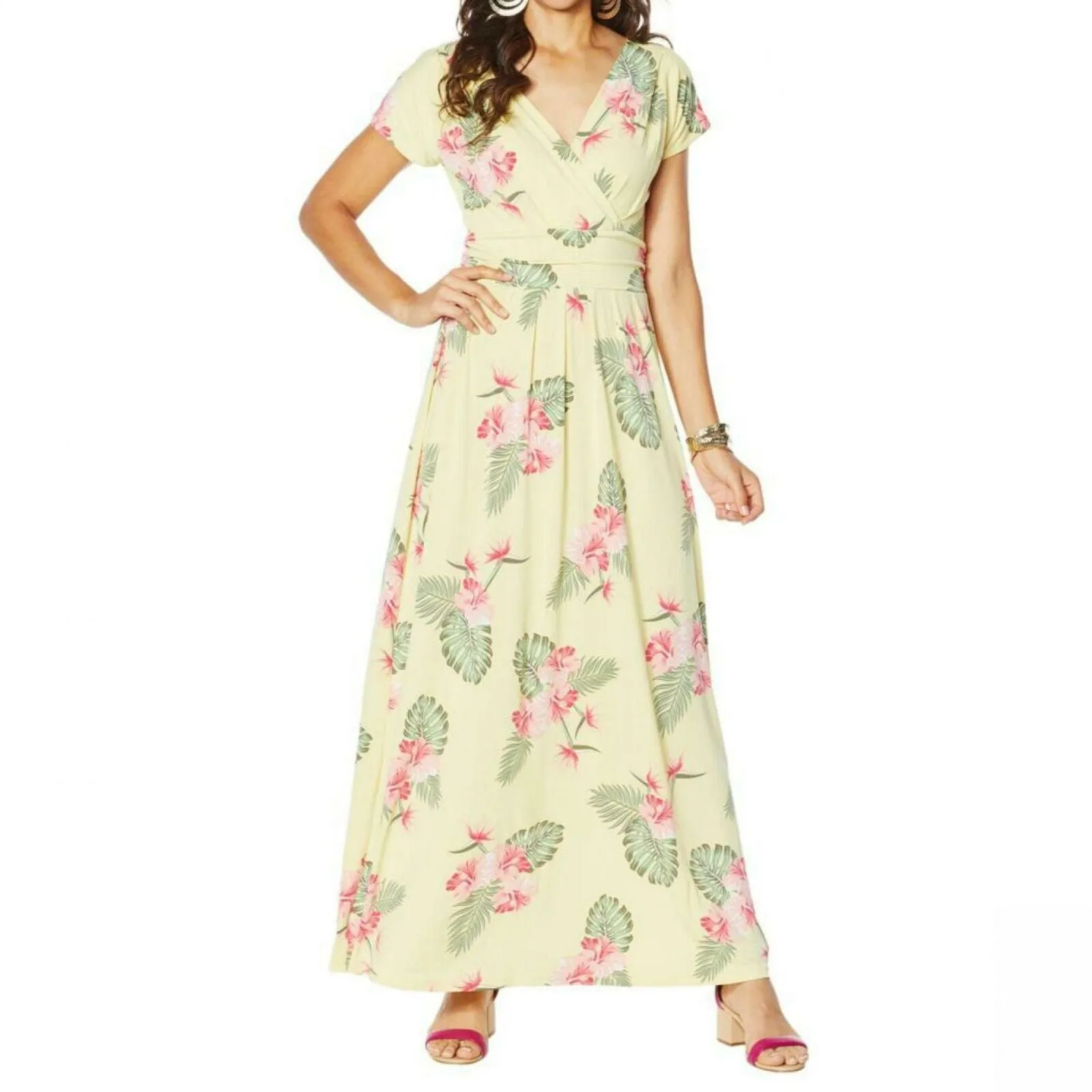 IMAN Women's Petite Boho Chic Knit Maxi Dress