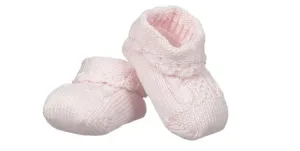 Jefferies Socks Pink Cable Hand Crochet Knit Baby Booties Girls Shoes Size 0 Newborn