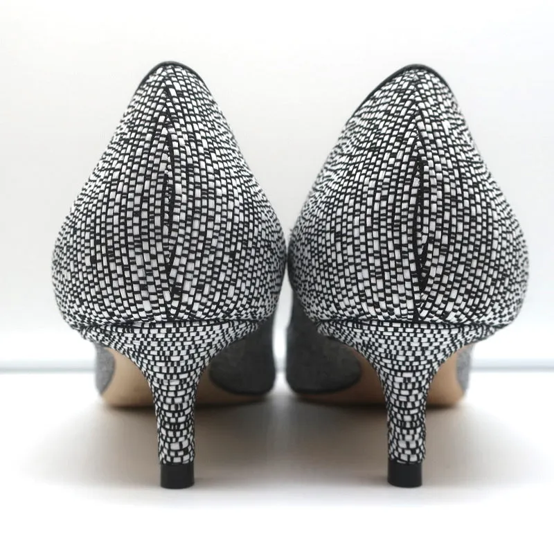 Jimmy Choo Romy 40 Pumps Chalk Woven Raffia Size 37 Pointed Toe Heels NEW