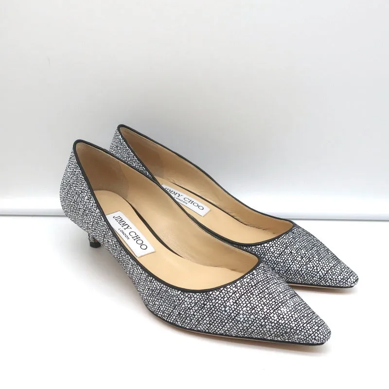 Jimmy Choo Romy 40 Pumps Chalk Woven Raffia Size 37 Pointed Toe Heels NEW