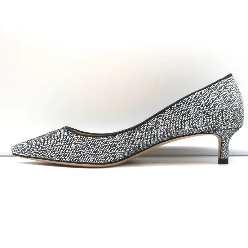 Jimmy Choo Romy 40 Pumps Chalk Woven Raffia Size 37 Pointed Toe Heels NEW