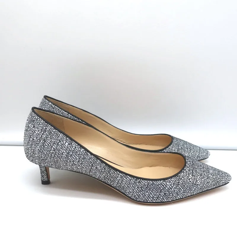 Jimmy Choo Romy 40 Pumps Chalk Woven Raffia Size 37 Pointed Toe Heels NEW