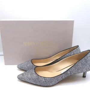Jimmy Choo Romy 40 Pumps Chalk Woven Raffia Size 37 Pointed Toe Heels NEW