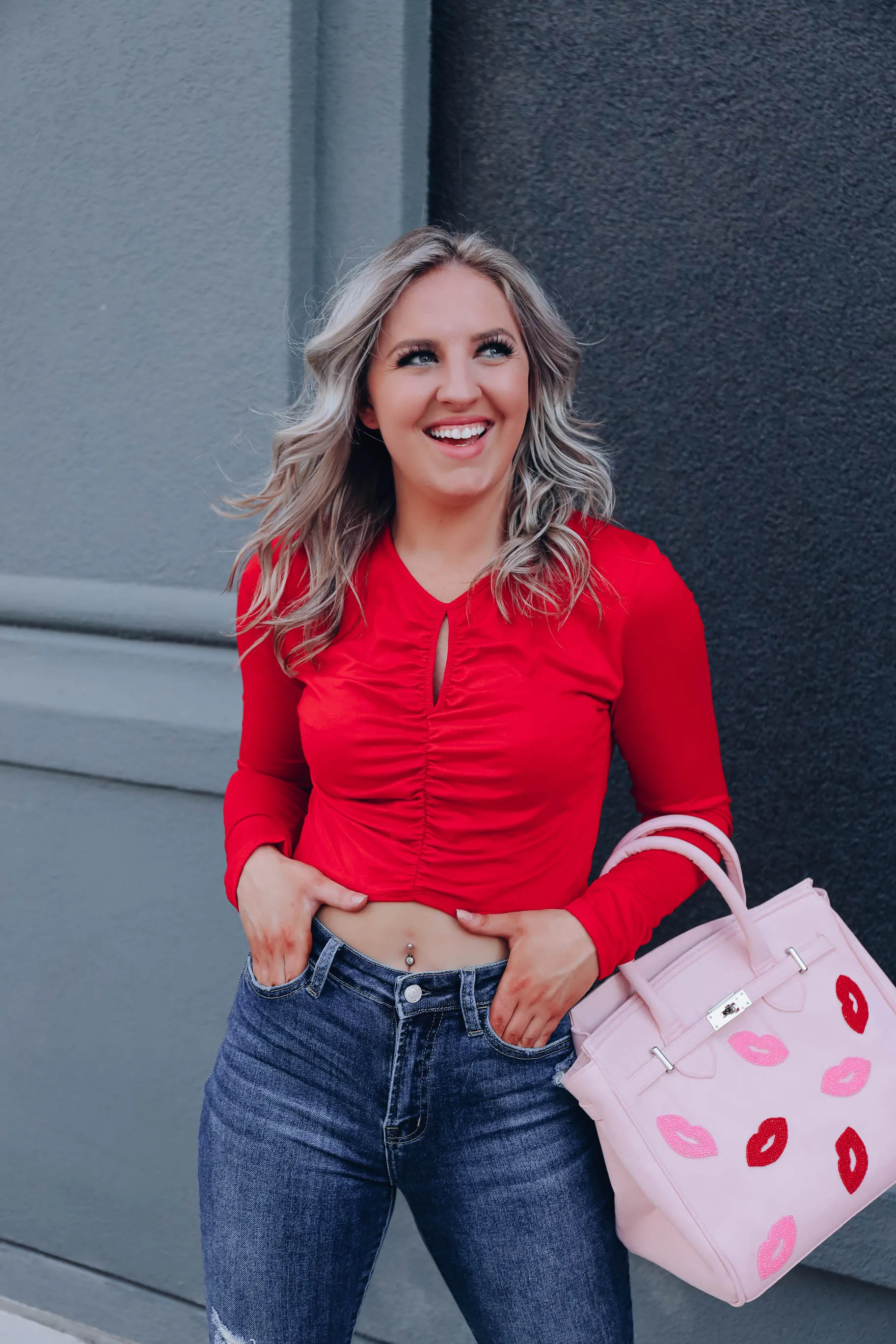 Kenzie Ruched Crop Top - Red
