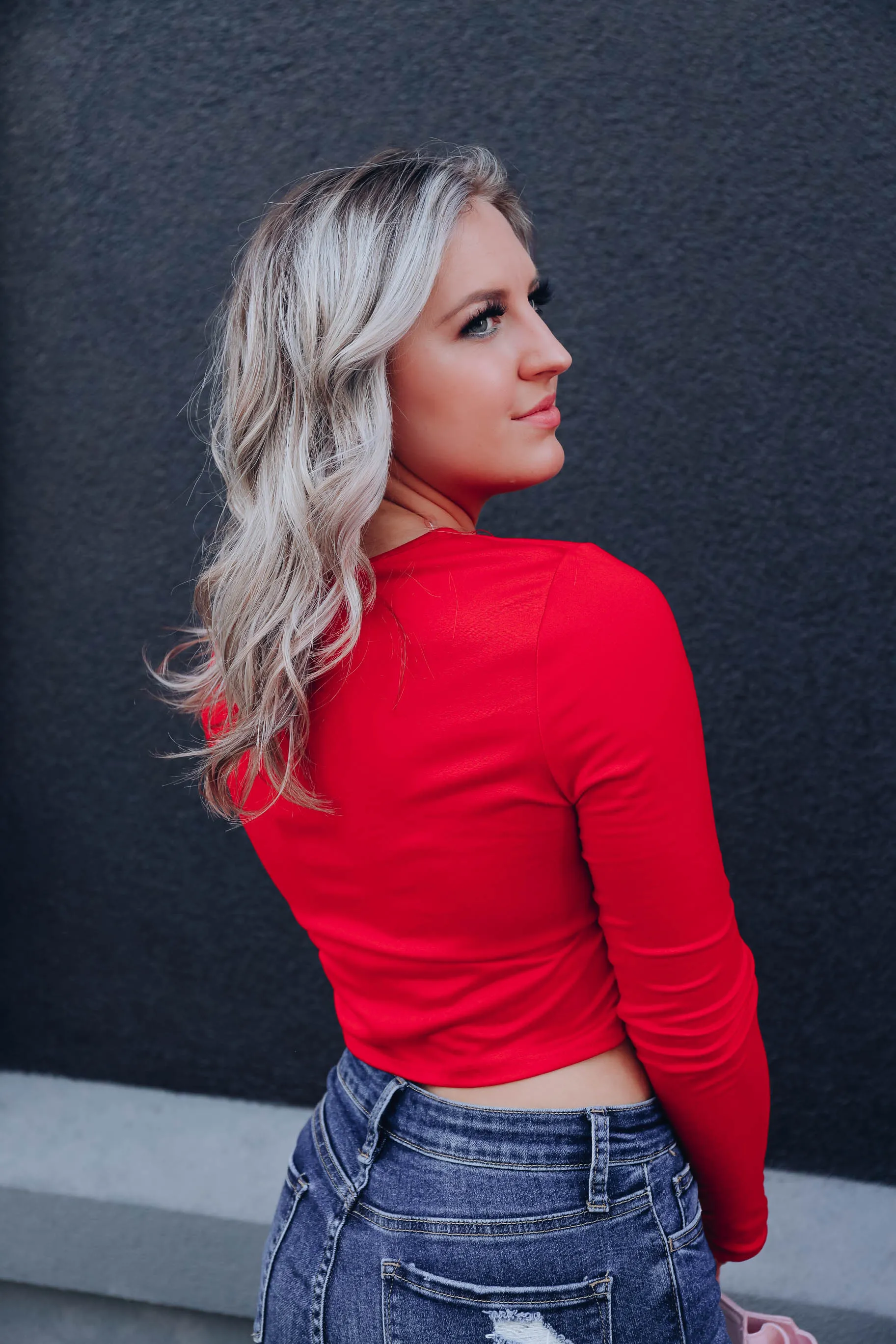 Kenzie Ruched Crop Top - Red
