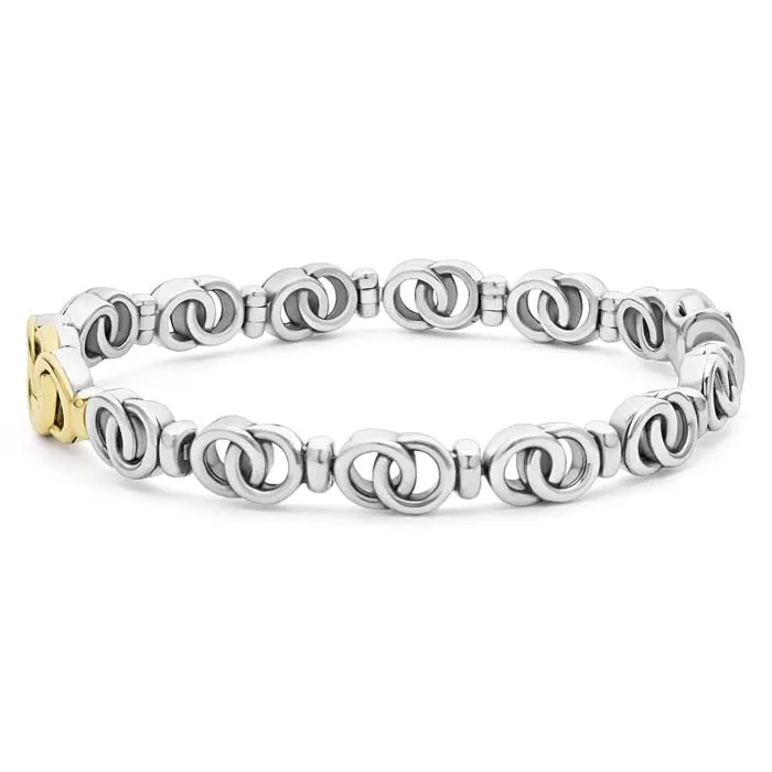 LAGOS Two-Tone Interlocking Link Bracelet in Sterling Silver and 18K Yellow Gold, Size Medium