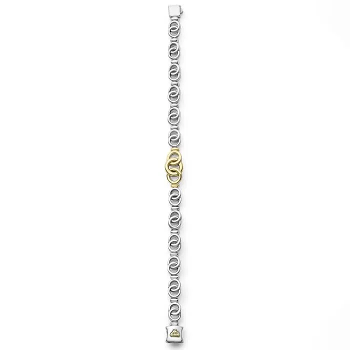 LAGOS Two-Tone Interlocking Link Bracelet in Sterling Silver and 18K Yellow Gold, Size Medium