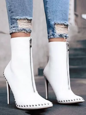Large Size Women's Boots Punk Wind Pointed Zipper Ultra-high Heels