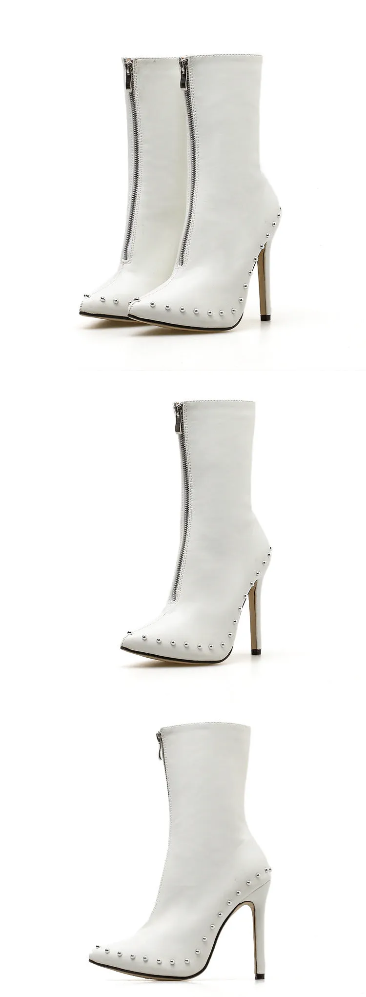 Large Size Women's Boots Punk Wind Pointed Zipper Ultra-high Heels