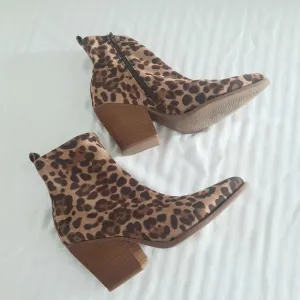 Leopard print ankle booties