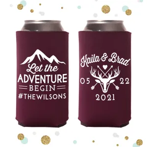Let The Adventure Begin - Slim 12oz Wedding Can Cooler #135S