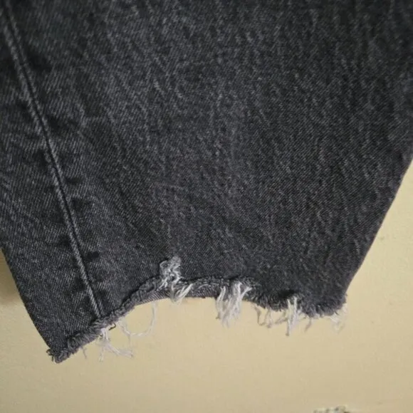 Levi's Wedgie Straight Premium Denim Raw Hem Black Wash Jeans Size 25