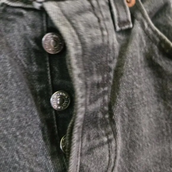 Levi's Wedgie Straight Premium Denim Raw Hem Black Wash Jeans Size 25