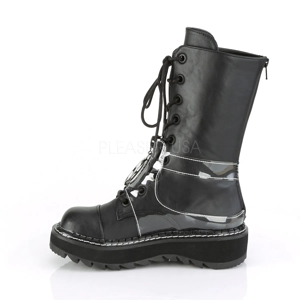 LILITH-271  Black Vegan Leather-Clear PVC