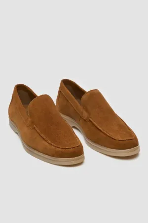 Men’s Suede Leather Moccasin Slip On Loafer Shoes - Breezy - Tan Brown