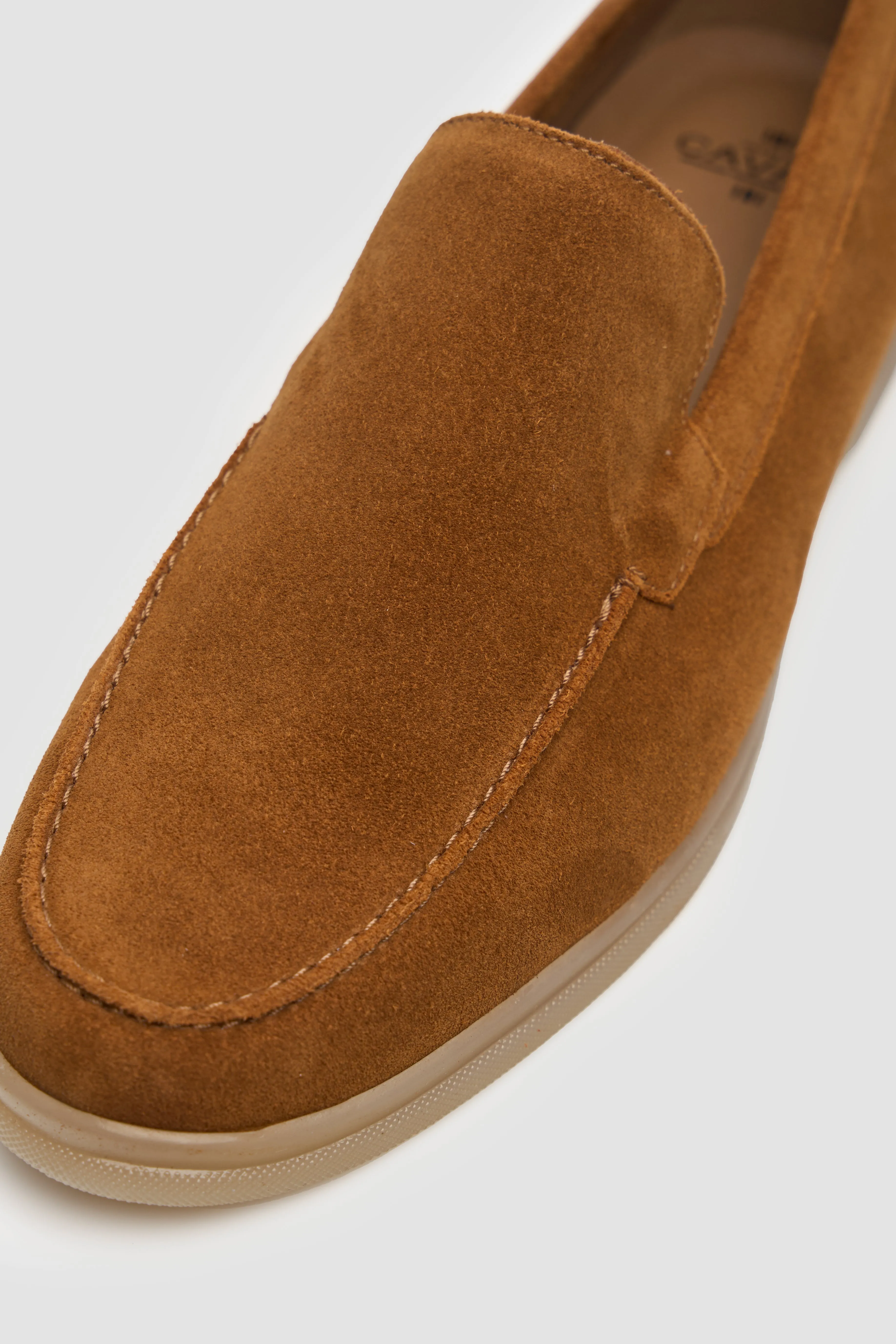 Men’s Suede Leather Moccasin Slip On Loafer Shoes - Breezy - Tan Brown