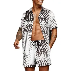 Men’s Two-Piece Set - Short-Sleeve Button-Up Shirt & Matching Shorts - Relaxed Fit