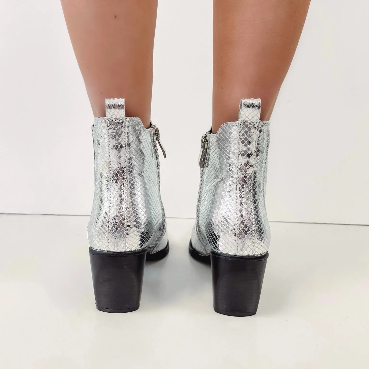 Metallic Silver Booties