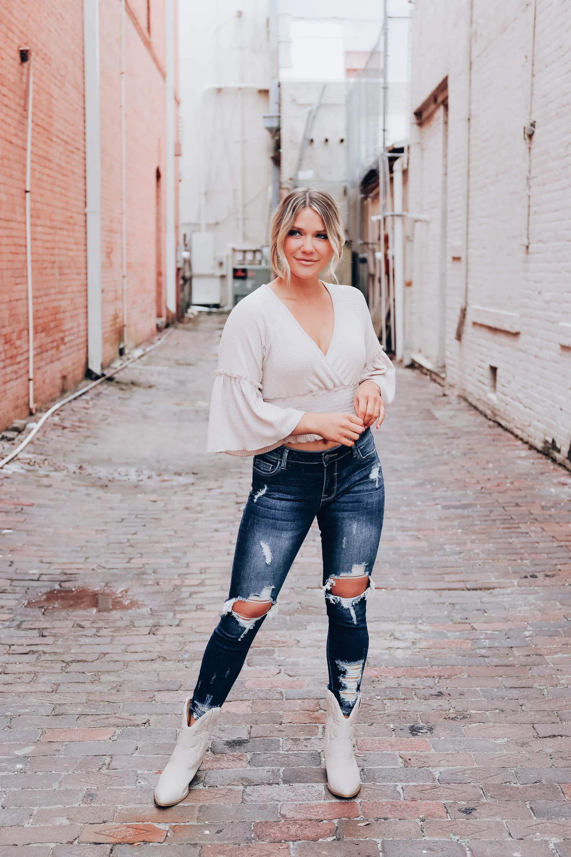 Mikey Smocked Knit Top
