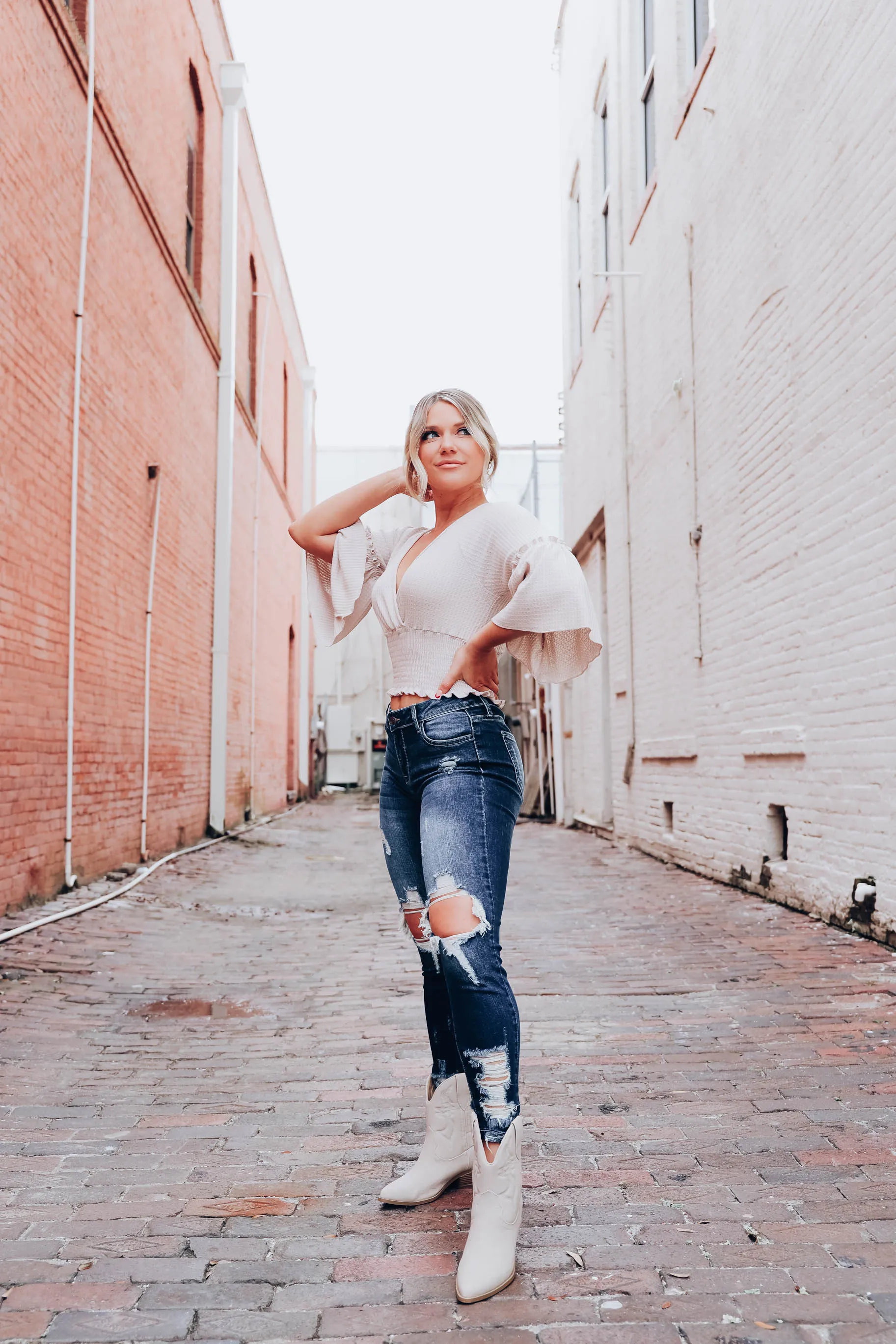 Mikey Smocked Knit Top