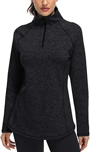 Miusey Activewear for Women,1/4 Zipper Polo Shirts Ladies Cool Workout Tops Loose Fitting Cozy Soft Hiking T Shirt Dri Fit Yoga Breathable Sport Exercise with Leggings Black2 XXL