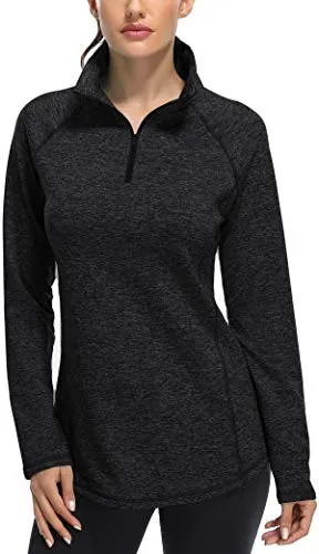 Miusey Activewear for Women,1/4 Zipper Polo Shirts Ladies Cool Workout Tops Loose Fitting Cozy Soft Hiking T Shirt Dri Fit Yoga Breathable Sport Exercise with Leggings Black2 XXL