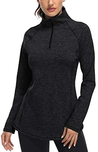 Miusey Activewear for Women,1/4 Zipper Polo Shirts Ladies Cool Workout Tops Loose Fitting Cozy Soft Hiking T Shirt Dri Fit Yoga Breathable Sport Exercise with Leggings Black2 XXL