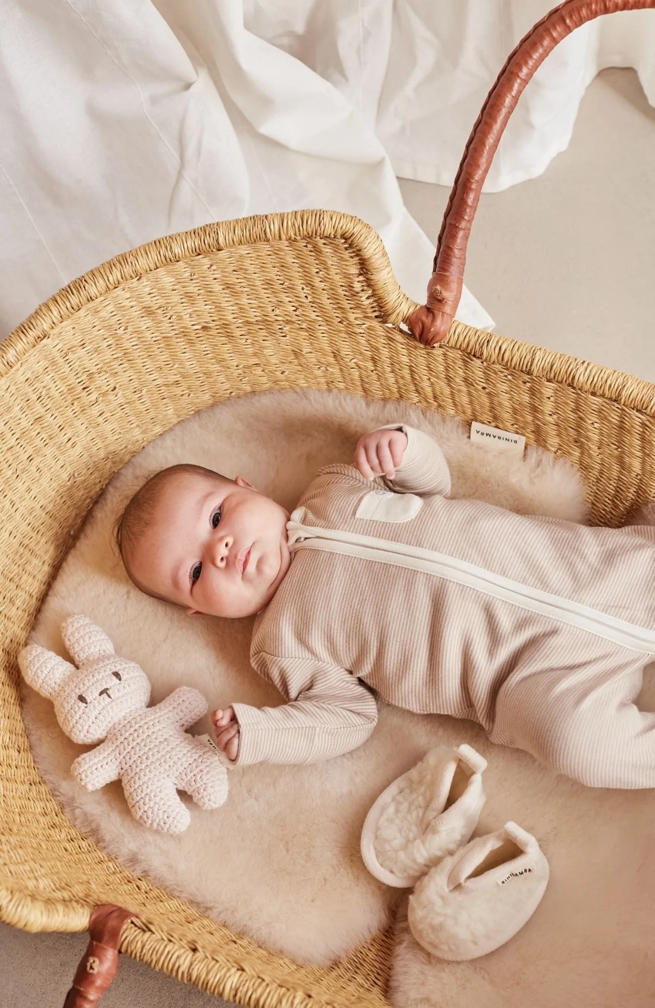 MORI X BINIBAMBA SLEEPSUIT, BOOTIES & CROCHET BINIBUNNY GIFT SET
