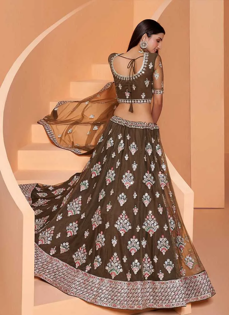 Moss Green Heavy Floral Embroidered Stylish Lehenga Choli