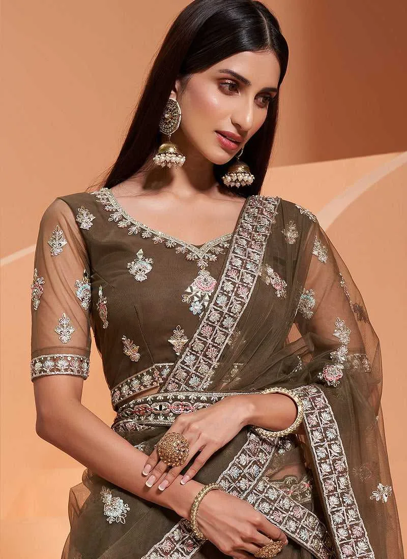 Moss Green Heavy Floral Embroidered Stylish Lehenga Choli