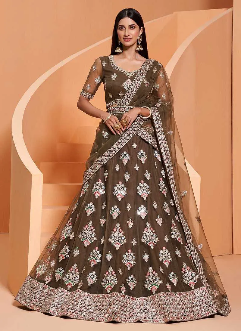 Moss Green Heavy Floral Embroidered Stylish Lehenga Choli